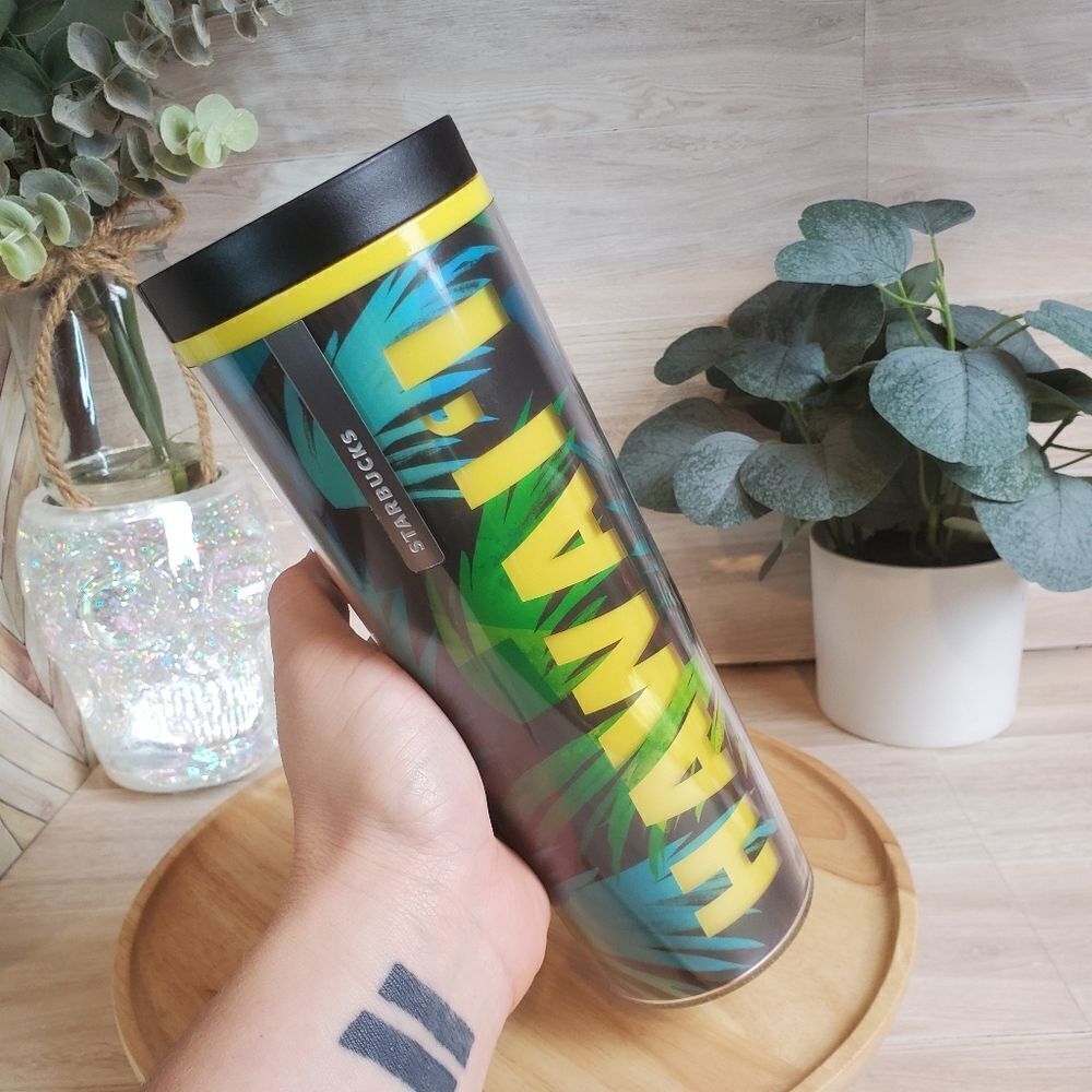 Starbucks Hawaii 2013 16 oz Coffee Travel Tumbler Palm Leaves - Picture 2 of 8
